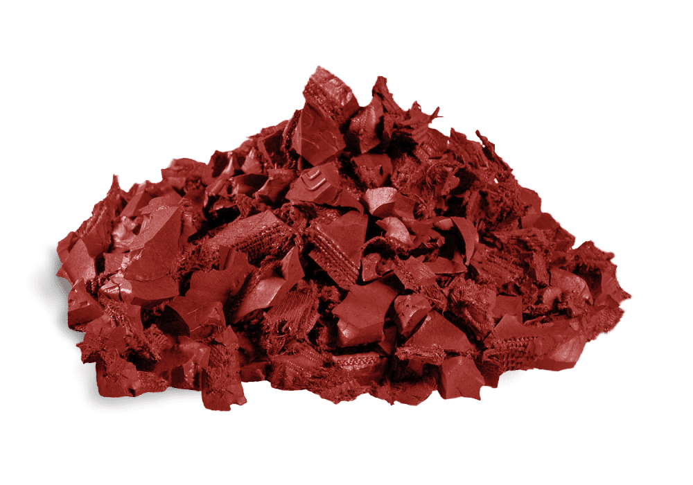 image of red rubber mulch pile
