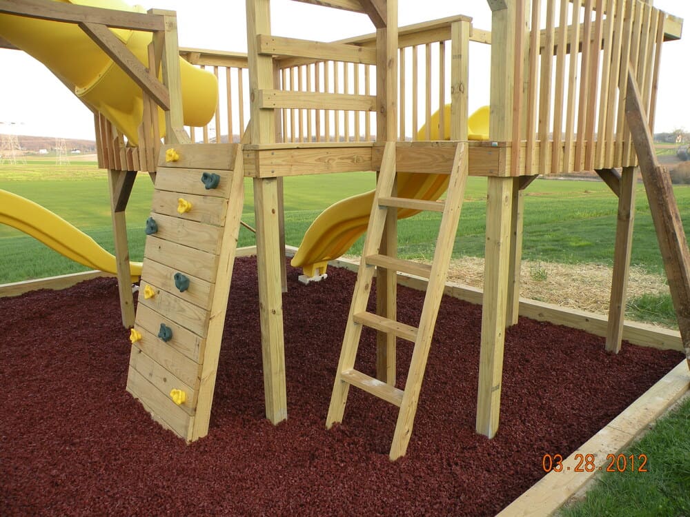 Small Backyard playground with rubber mulch