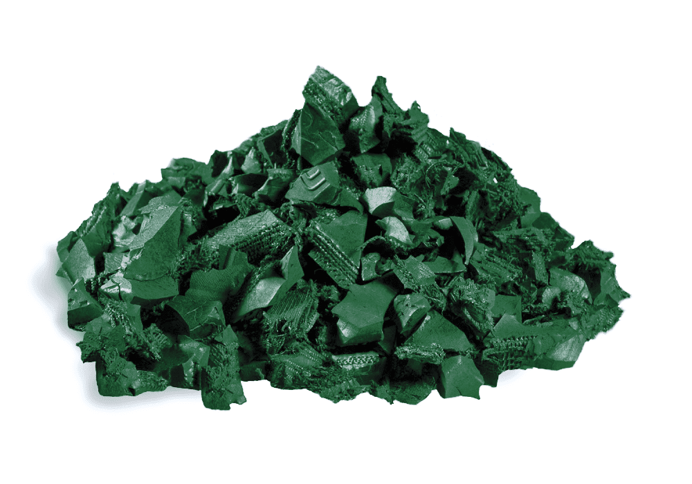 image of green rubber mulch pile